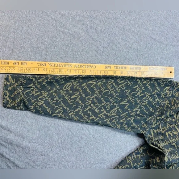 BEDXXSAUSUP Mens Script Print Denim Shirt Los Angeles California Black Gold - Picture 8 of 9